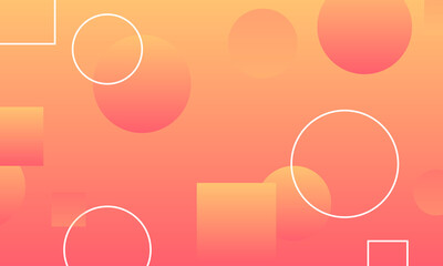 Orange gradient with circles and rectangles shape background.