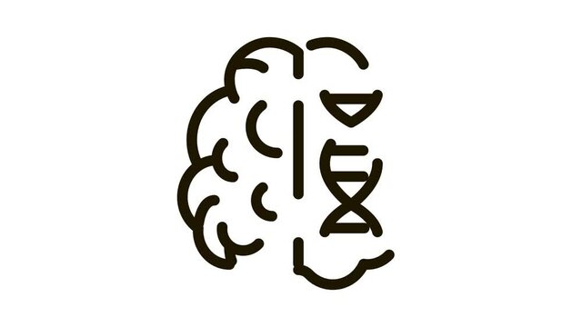 Brain Molecule Icon Animation. black Brain Molecule animated icon on white background