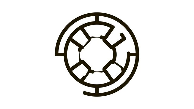 Lifebuoy Circle Icon Animation. black Lifebuoy Circle animated icon on white background