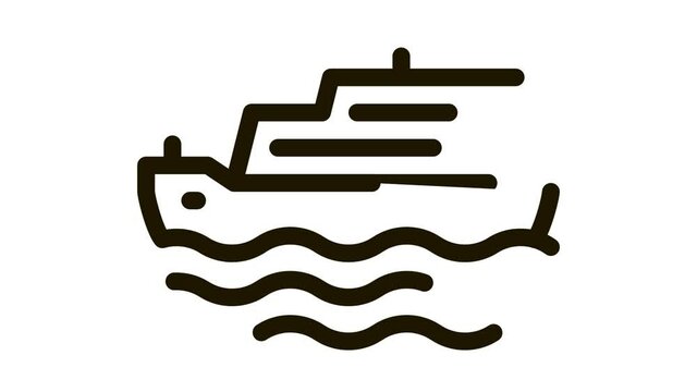 Pleasure Boat Icon Animation. black Pleasure Boat animated icon on white background