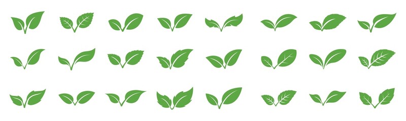 Set of green leaf ecology icon,  Environment and Nature Symbol, Vector illustration. - obrazy, fototapety, plakaty