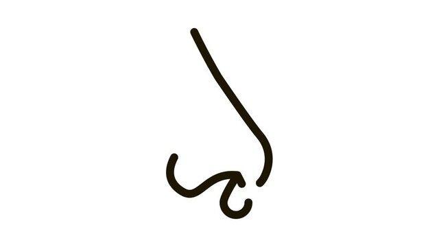 Running Nose Icon Animation. black Running Nose animated icon on white background