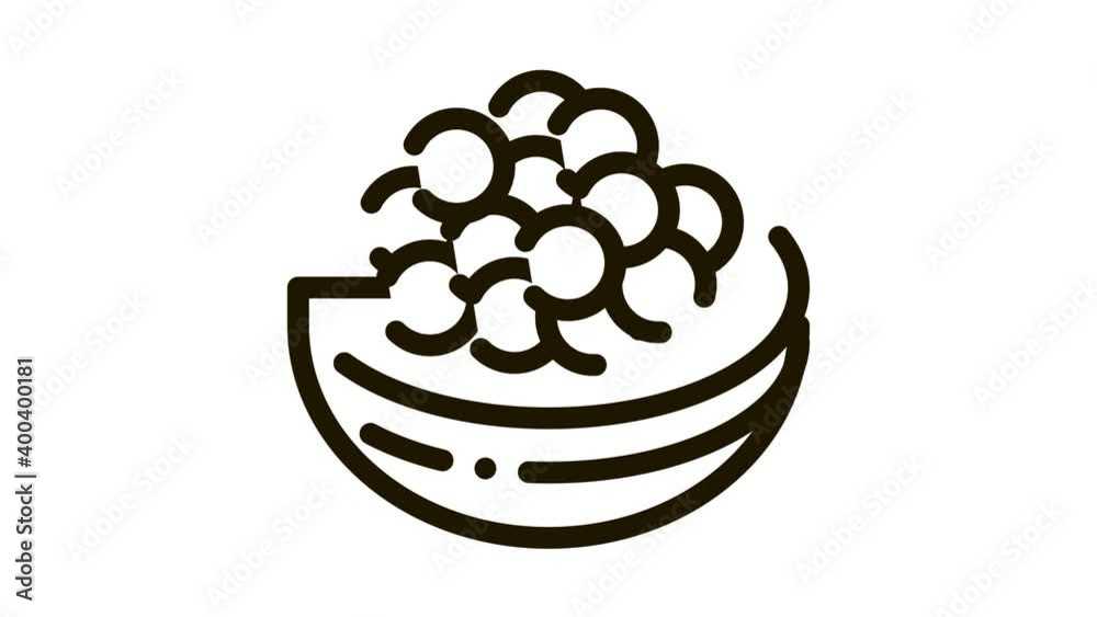 Wall mural Caviar On Tray Icon Animation. black Caviar On Tray animated icon on white background