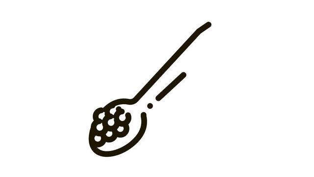 Caviar On Spoon Icon Animation. black Caviar On Spoon animated icon on white background