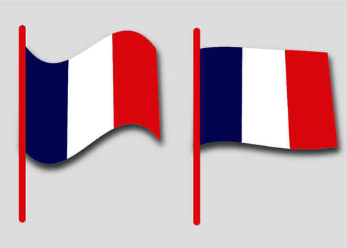 CMYK National France flag vector. Blue, white and red Flag. Paris, Europe. European country. Simple france flag isolated. Flags vector. Windy weather