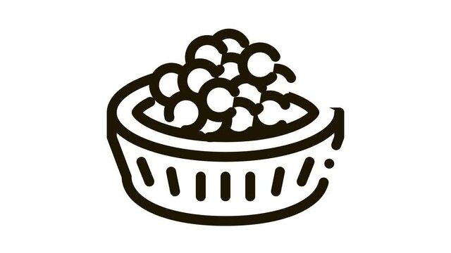 Caviar In Basket Icon Animation. black Caviar In Basket animated icon on white background