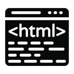 
Icon of html programming in solid editable design
