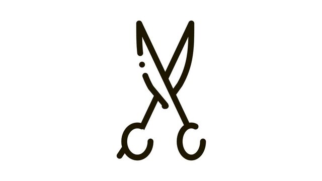 Cut Hair Iron Scissors Icon Animation. black Cut Hair Iron Scissors animated icon on white background