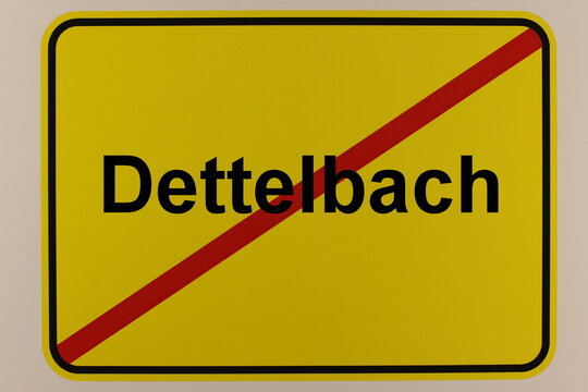 Illustration eines Stadtausgangsschildes der Stadt Dettelbach