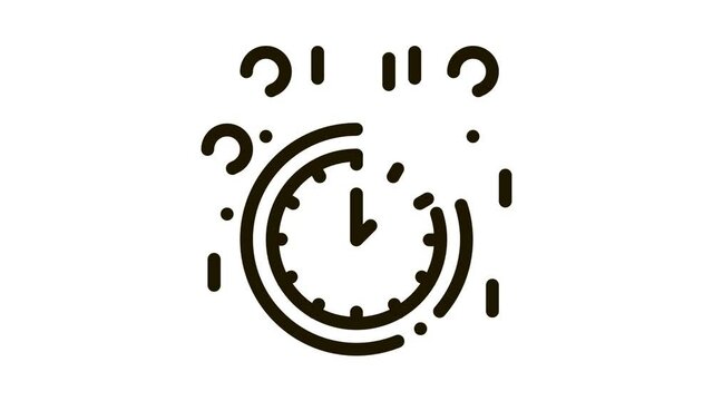 Clock And Question Mark Icon Animation. black Clock And Question Mark animated icon on white background