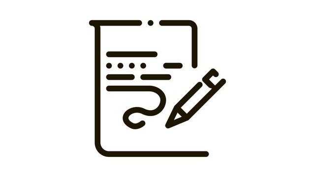 Paper List And Pencil Icon Animation. black Paper List And Pencil animated icon on white background