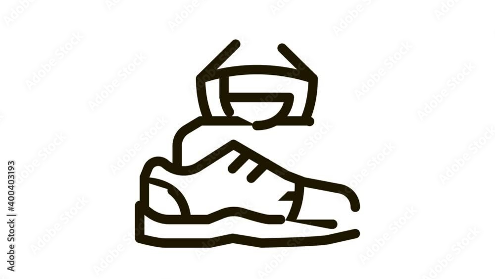 Sticker Shoes Shoplifter Human Icon Animation. black Shoes Shoplifter Human animated icon on white background