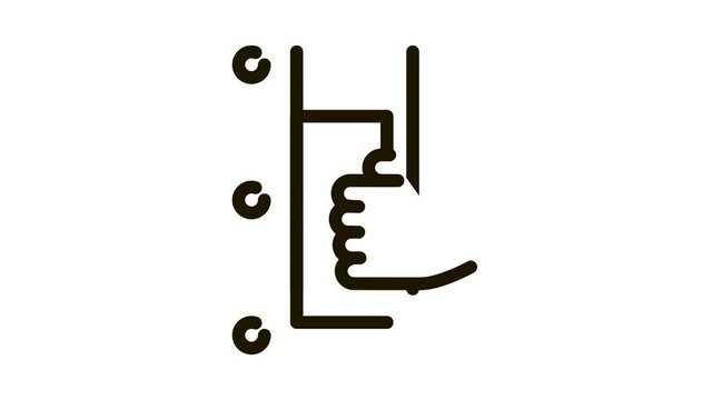 Hand Opens Refrigeration Door Icon Animation. black Hand Opens Refrigeration Door animated icon on white background