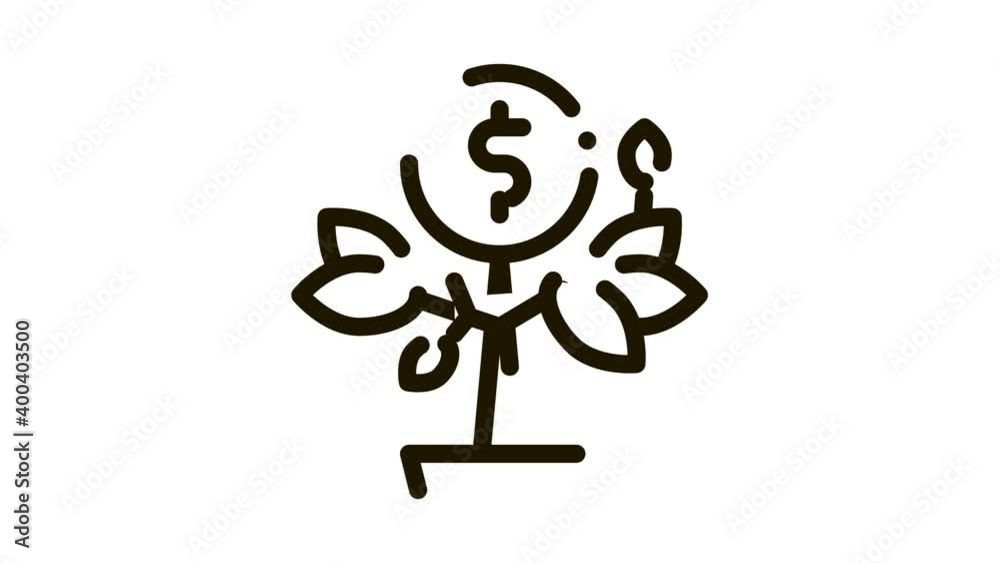 Canvas Prints money tree pot icon animation. black money tree pot animated icon on white background