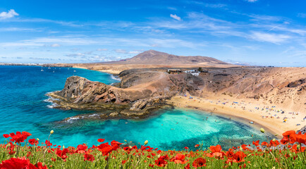 Fototapeta premium Landscape with Papagayo beach, Lanzarote, Canary Islands, Spain