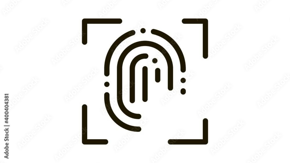 Poster scan fingerprint close-up icon animation. black scan fingerprint close-up animated icon on white bac