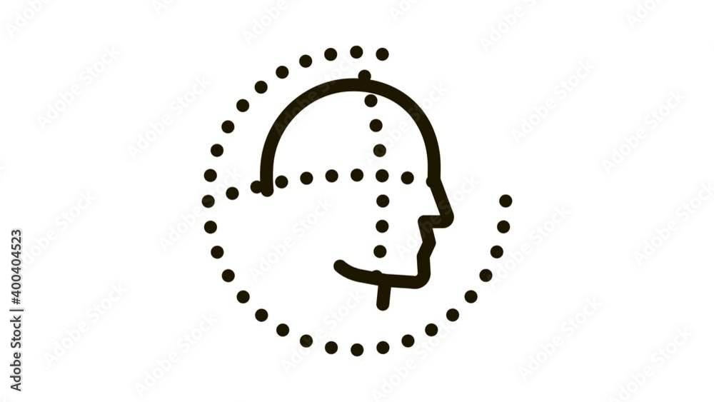 Poster scan head authentication icon animation. black scan head authentication animated icon on white backg