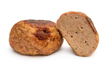 Half and whole big cutlets on white.