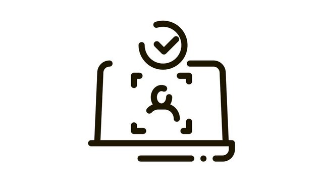 Laptop Person Identity Icon Animation. black Laptop Person Identity animated icon on white background