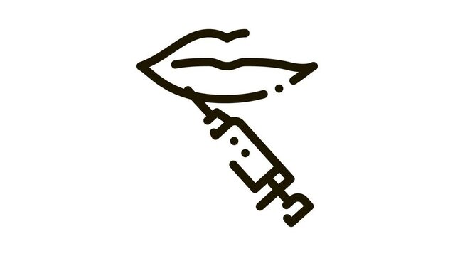 Lip Cosmetology Injection Icon Animation. black Lip Cosmetology Injection animated icon on white background