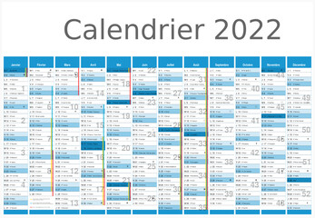 Calendrier 2022 Format 650x450 mm - Calendrier 2022 pour entreprise avec logo sur 12 mois multicaque - modifiable - texte arial	