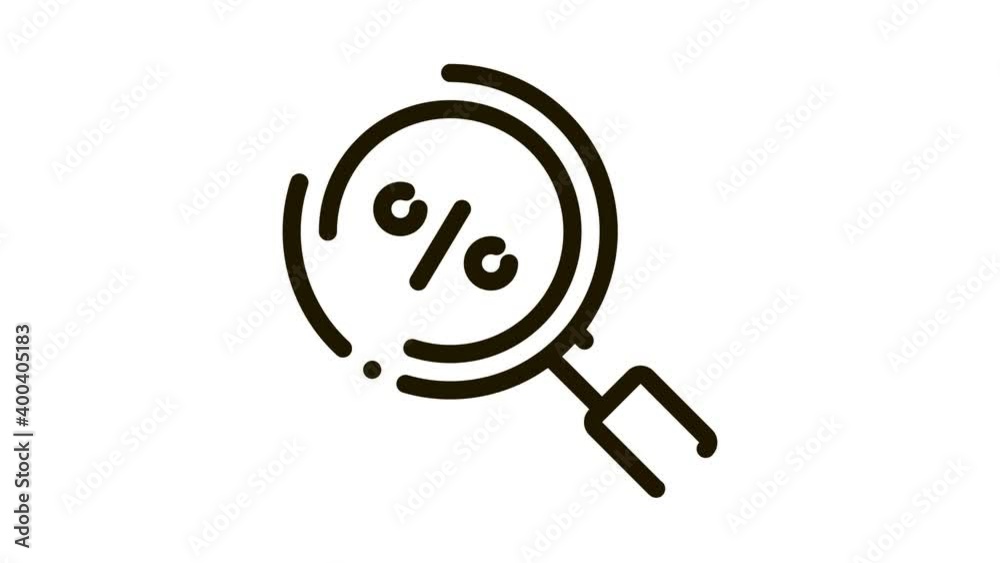 Sticker Percent Search animated icon on white background