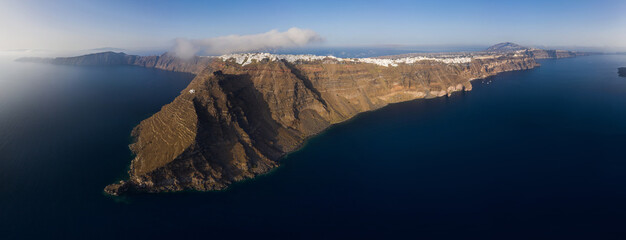 Wide panorama of Santorini island, Greece