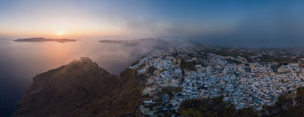 Fototapeta na wymiar Wide panorama of Santorini island, Greece