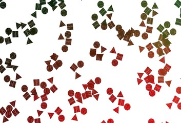 Light Green, Red vector texture in poly style with circles, cubes.