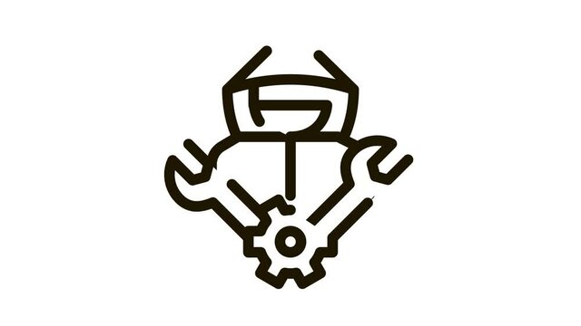 Worker Car Repair Icon Animation. black Worker Car Repair animated icon on white background