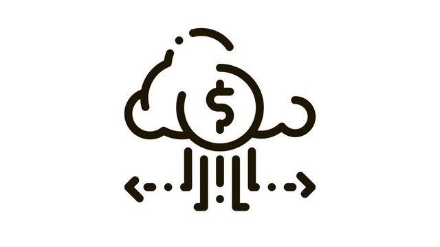 Charge Money Through Cloud Storage Icon Animation. black Charge Money Through Cloud Storage animated icon on white background