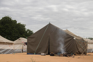 Refugee camp (IDP - Internal displaced persons) taking refuge from armed conflict between...