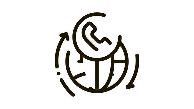 Online Telecommunications Icon Animation. black Online Telecommunications animated icon on white background