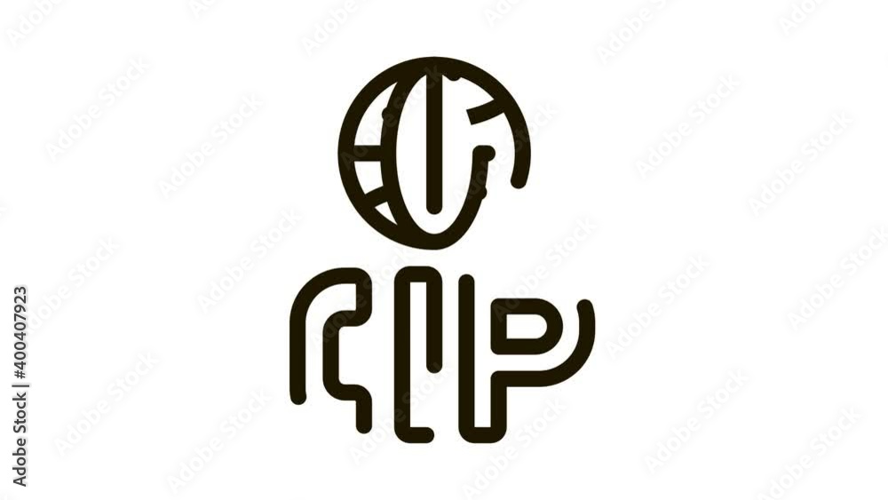 Poster voip ip calling system icon animation. black voip ip calling system animated icon on white backgroun