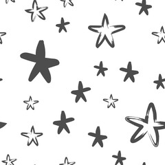Obraz premium Hand drawn stars seamless texture pattern. Star doodles.