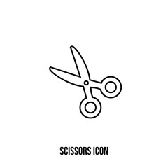 Fototapeta premium Scissors linear vector icon. Cutting element simple symbol.