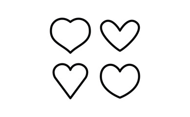 Heart vector icons collection. Linear hearts set. Valentine's day and love symbols.