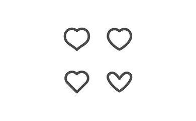 Heart vector icons collection. Linear hearts set. Valentine's day and love symbols.