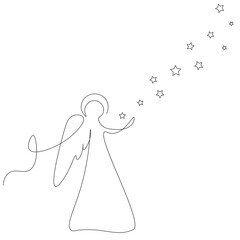Christmas angel on white background, vector illustration