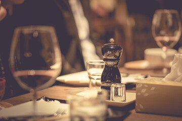 Dining table in a fine dining vintage atmosphere