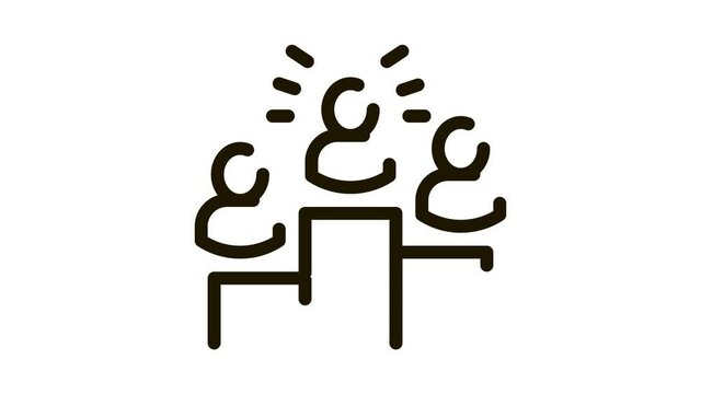 Winners Podium Human Talent animated black icon on white background