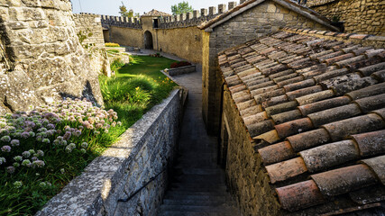 Fototapeta na wymiar Inner courtyard of Torre Cesta, San Marino, Italy