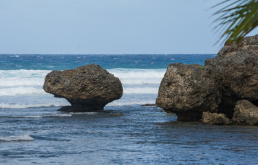 Limestone Rocks Exposed at Low Tide