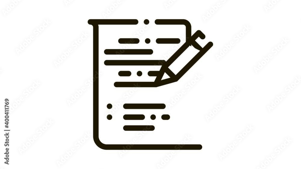 Poster pen writing on paper list agile element animated black icon on white background
