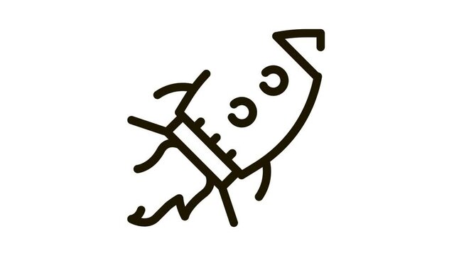 Flying Rocket Spaceship Agile Element animated black icon on white background