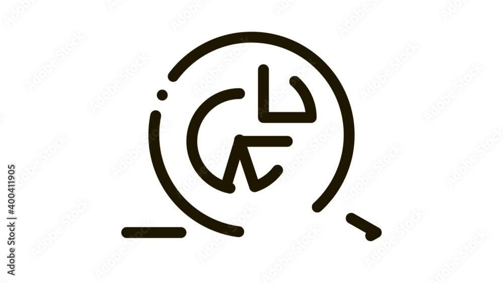 Poster round graph in center agile arrow mark animated black icon on white background