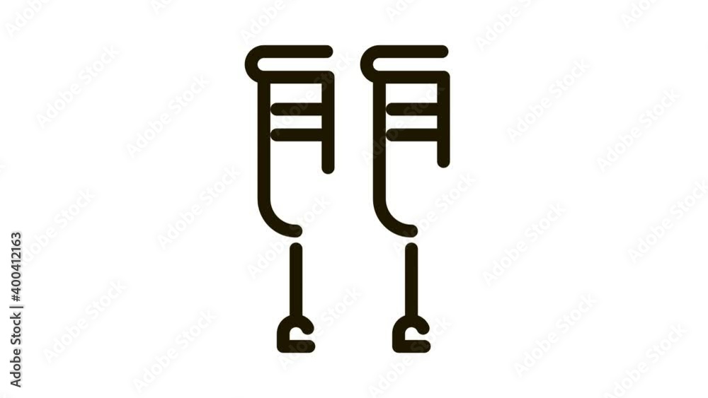 Canvas Prints Orthopedic Crutches Walking Equipment animated black icon on white background