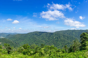 Fototapeta na wymiar beautiful panoramic mountain on blue sky background - panorama landscape Thailand