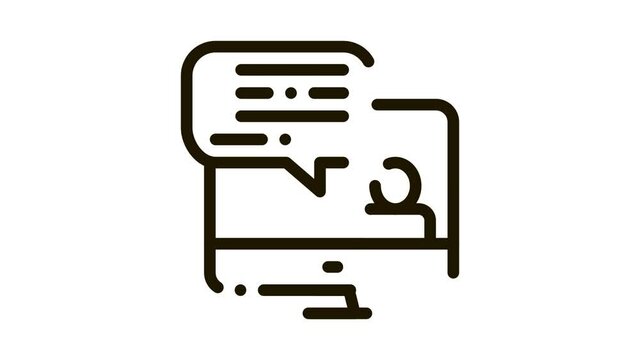 Computer Screen And Avatar Internet Discuss animated black icon on white background