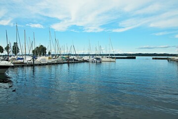 Austria-view on the Bregenz boat harbor by Lake Constance